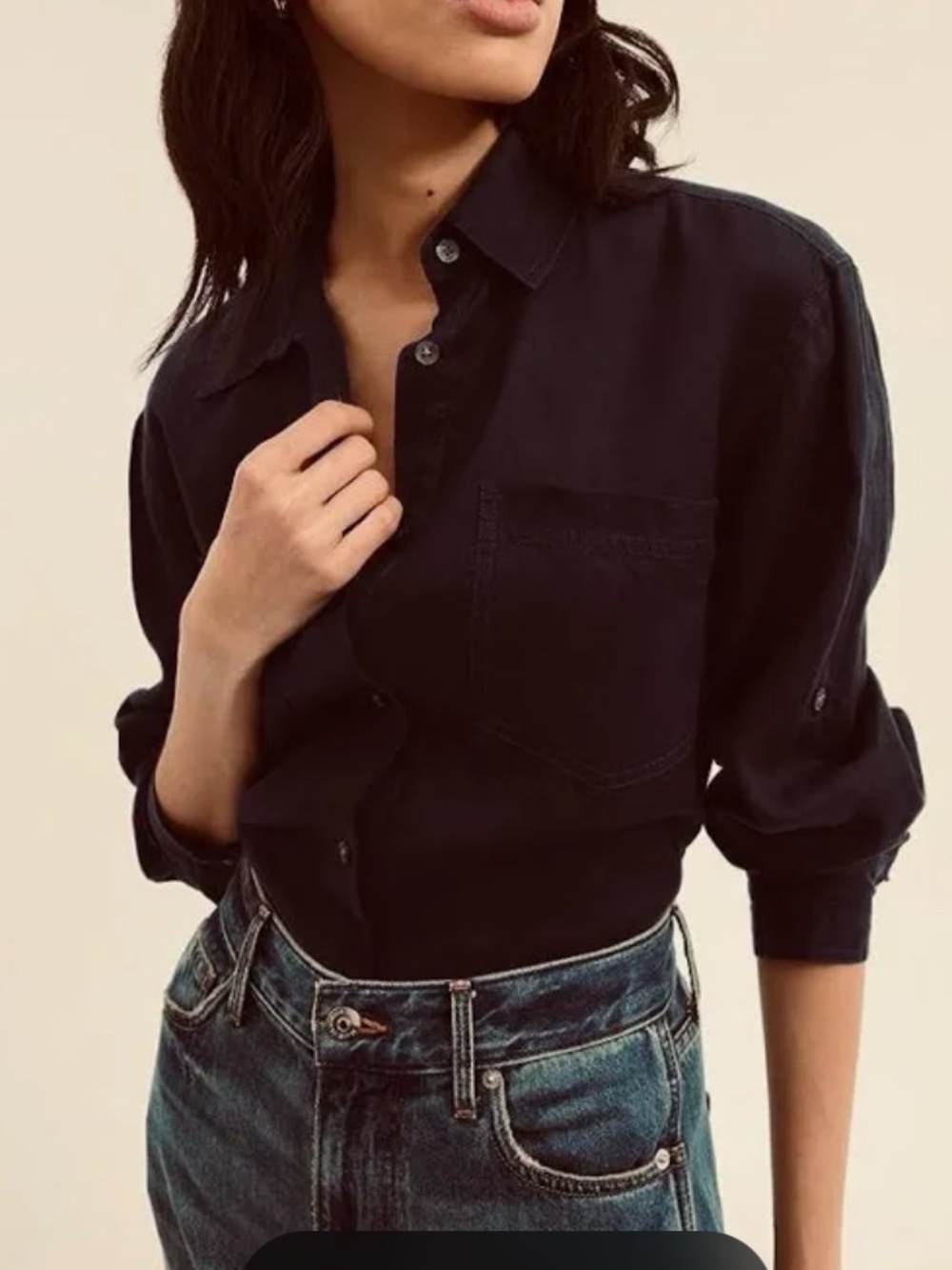 Veronica Beard Classic Black linen oversized Button-Up Women’s Shirt M